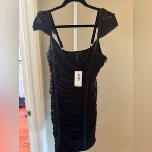 NWT BCBGMaxazria Princess Line Shirre Bodycon Cap Sleeves Dress